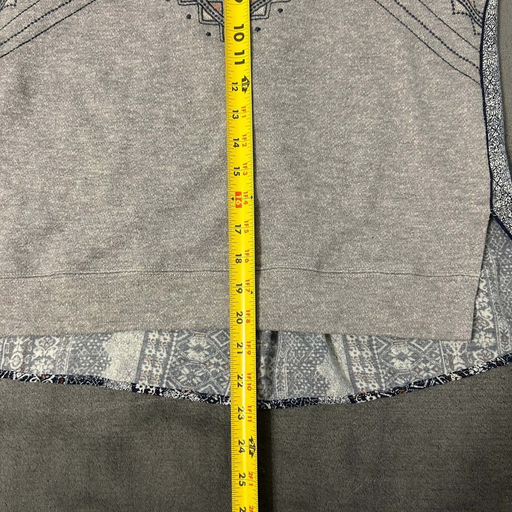 Miss Me Sweatshirt Womens Large Gray Embroidered Western Frstival Boho Top - Picture 7 of 7